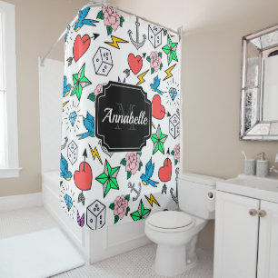 Old School Tattoo Shower Curtain