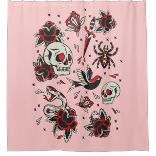 Old School Tattoo Shower Curtain