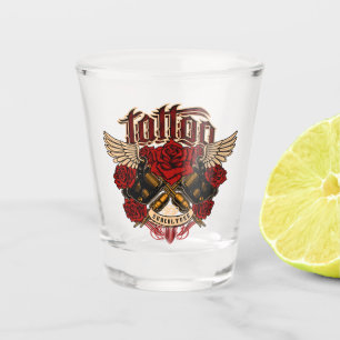 Old School Tattoo Sub Culture Roses Knuckles Shot Glass