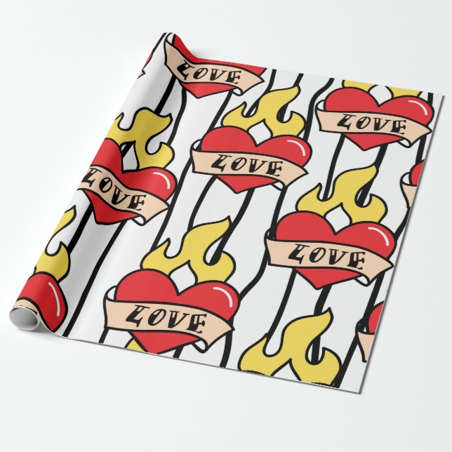 Old School Tattoo Wrapping Paper (Unrolled)