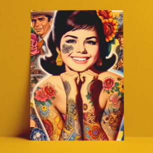 Old School Tattooed Girl Postcard