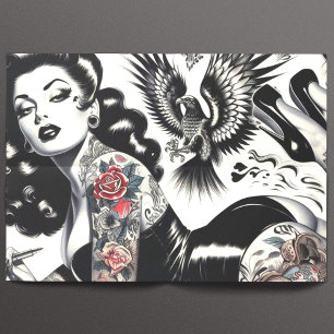 Old School Tattooed Girl Tissue Paper