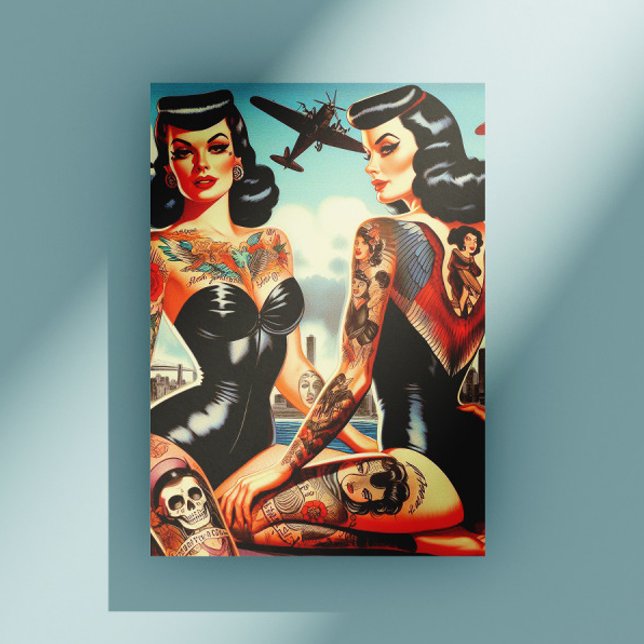 Old School Tatttooed Pin-up Postcard (Creator Uploaded)