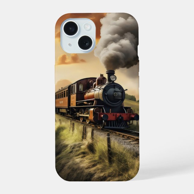 Old-School Train iPhone 15 Case (Back)
