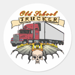 Old School Truck Driver Classic Round Sticker