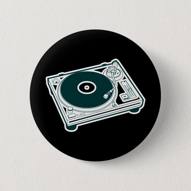 Old School Turntable 6 Cm Round Badge (Front)
