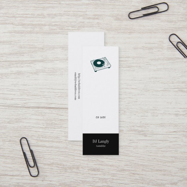 Old School Turntable Mini Business Card (Front/Back In Situ)