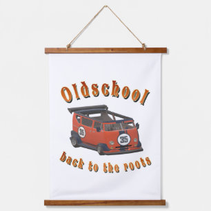 Old school, vintage car in Red and Grey   Hanging Tapestry