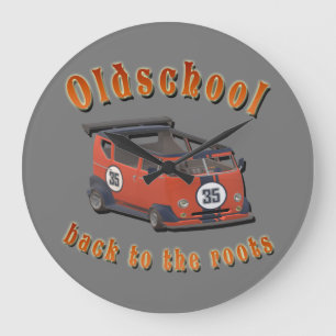 Old school, vintage car in Red and Grey Hoch-gesch Large Clock