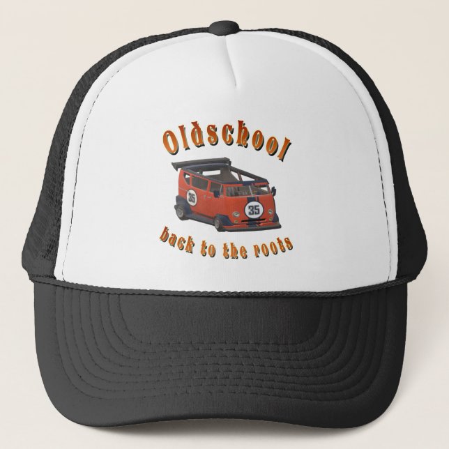 Old school, vintage car in red trucker hat (Front)