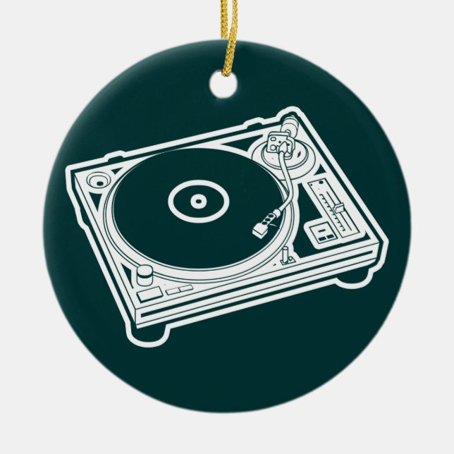 Old School Wax / Turntable Ceramic Tree Decoration (Front)