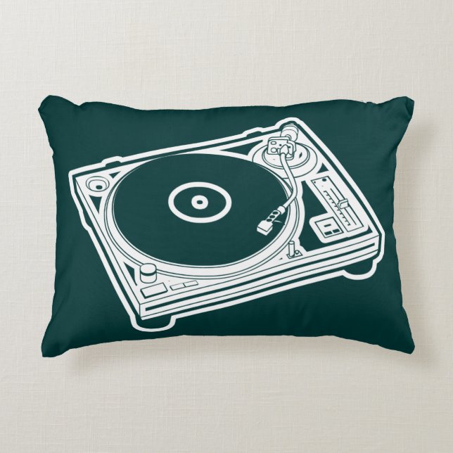 Old School Wax (Vinyl) Turntable Decorative Cushion (Front)