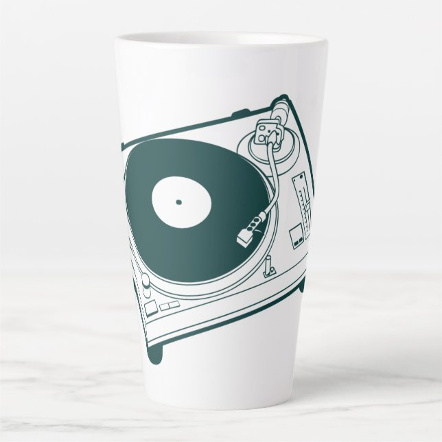 Old School Wax (Vinyl) Turntable Latte Mug (Front)