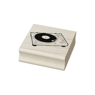 Old School Wax (Vinyl) Turntable Rubber Stamp