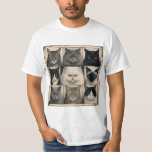 Old school white cat t-shirt