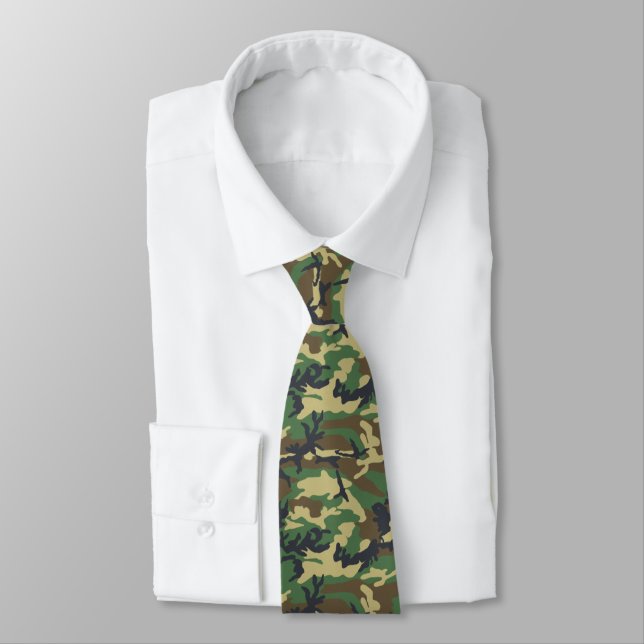 Old School Woodland Camo Tie (Tied)