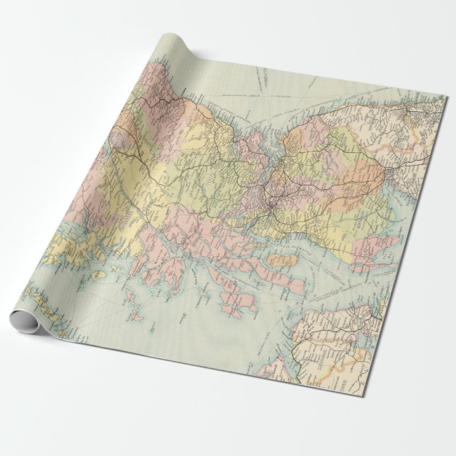 Old Scotland Map (1912) Wrapping Paper (Unrolled)