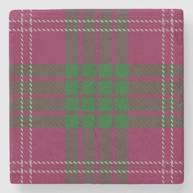 Old Scots Tavern Clan Crawford Tartan Stone Coaster (Front)