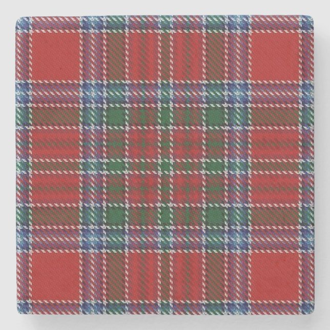 Old Scots Tavern Clan MacBean MacBain Tartan Stone Coaster (Front)