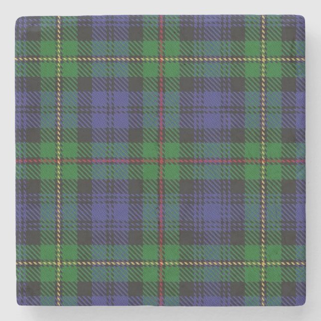 Old Scots Tavern Clan MacEwen McEwen Tartan Stone Coaster (Front)