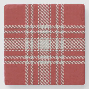 Old Scots Tavern Clan Menzies Red White Tartan Stone Coaster