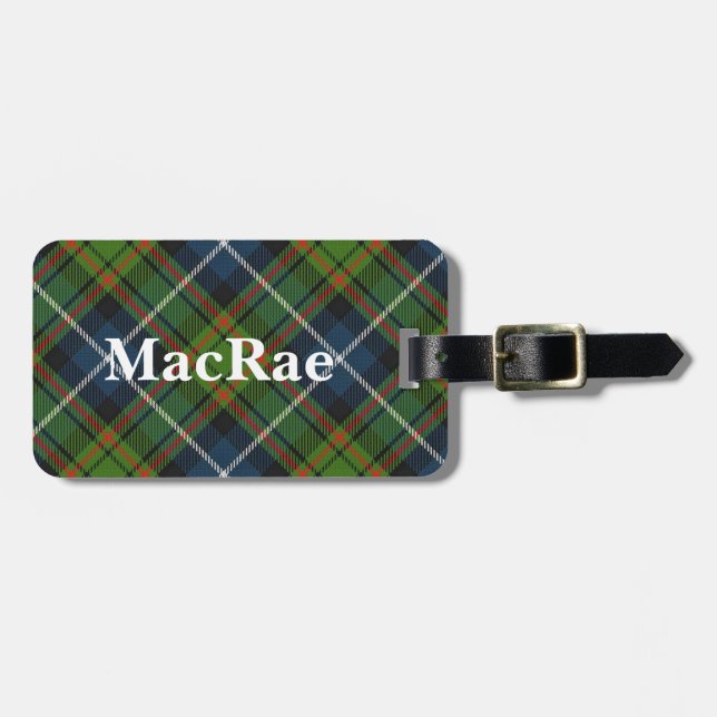 Old Scotsman Clan MacRae Tartan Luggage Tag (Front Horizontal)
