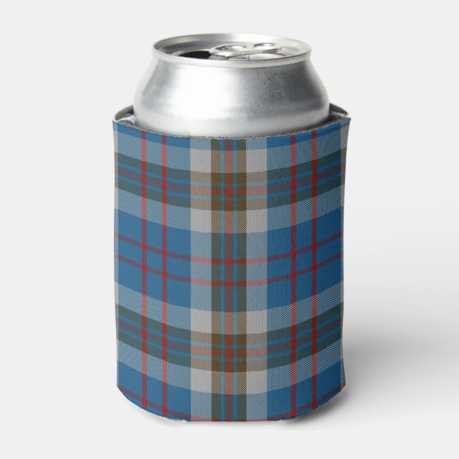 Old Scotsman Clan Thompson Blue Grey Tartan Can Cooler (Can Front)