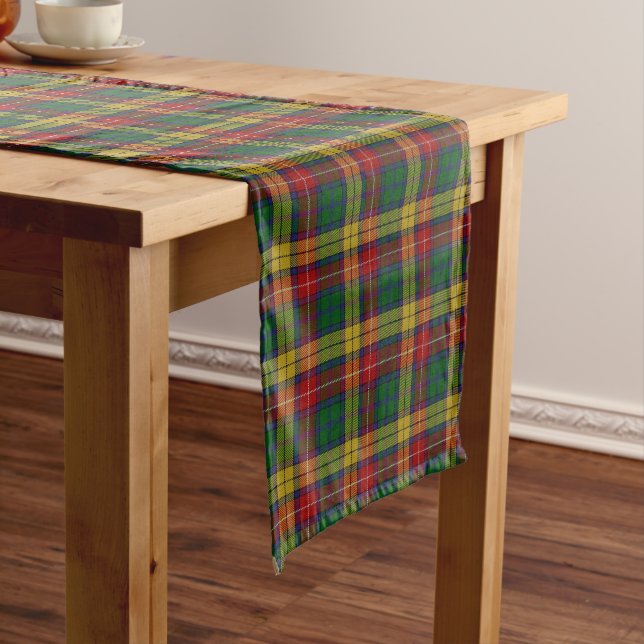 Old Scottish Clan Buchanan Tartan Plaid Short Table Runner (In Situ)