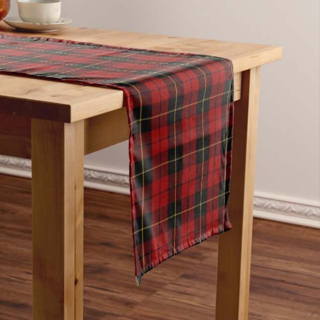 Old Scottish Clan Wallace Tartan Plaid Short Table Runner (In Situ)