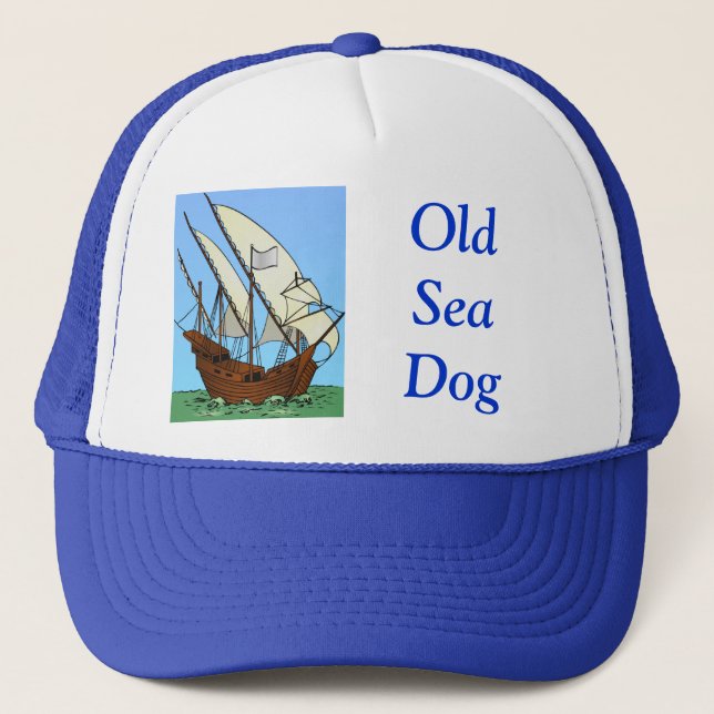 Old Sea Dog & Pirate Trucker Hat (Front)