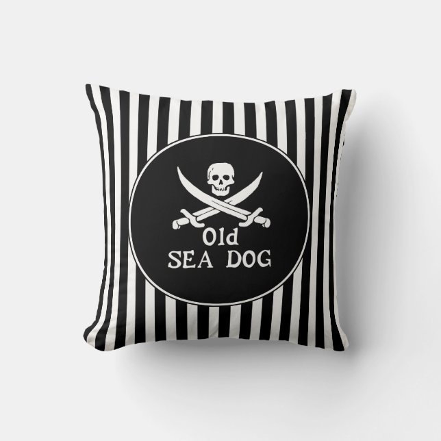 Old Sea Dog Throw Pillow (Front)