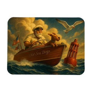 Old Sea Dogs: a sailor and his trusty canine Magnet