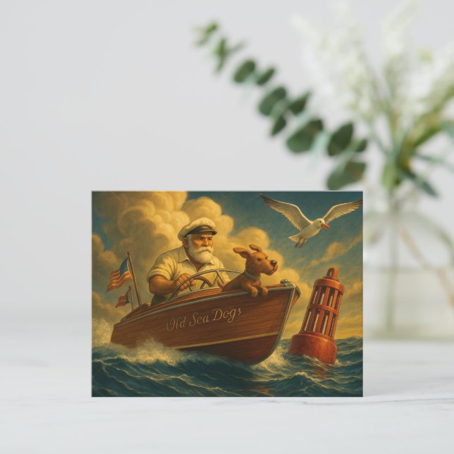 Old Sea Dogs: a sailor and his trusty canine  Postcard (Standing Front)