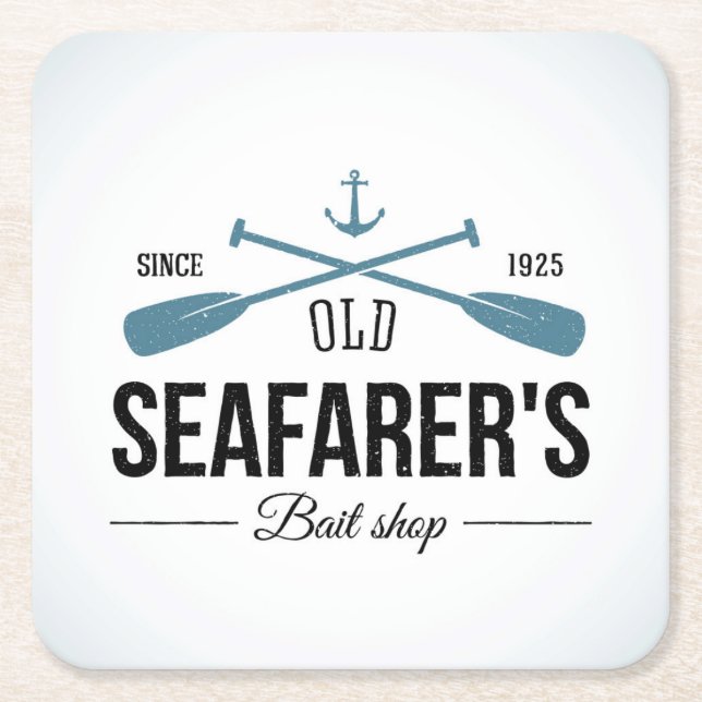 Old Seafarers Bait Shop Square Paper Coaster (Front)