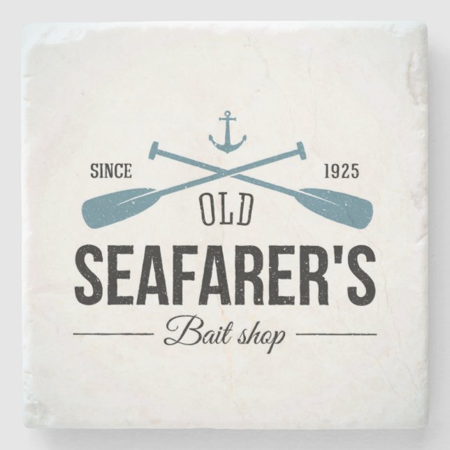 Old Seafarers Bait Shop Stone Coaster (Front)