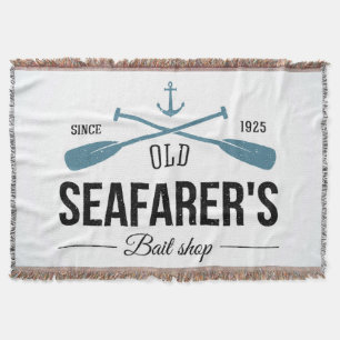 Old Seafarers Bait Shop Throw Blanket