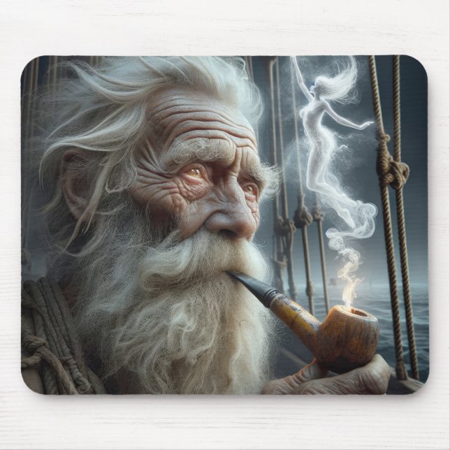 Old Seaman Smoking a Pipe Mouse Pad (Front)