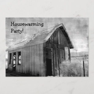 Old shack housewarming party invitation