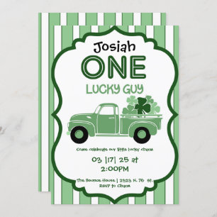 Old Shamrock Truck First Birthday Invitation