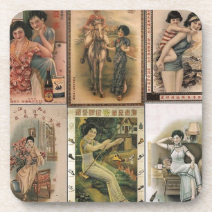 Old Shanghai Poster Women Coaster