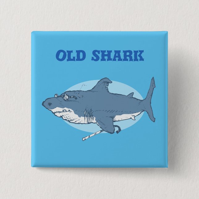 old shark cartoon button (Front)