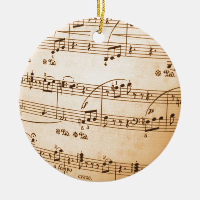 Old Sheet Music Ceramic Ornament (Front)
