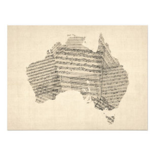 Old Sheet Music Map of Australia Map Photo Print