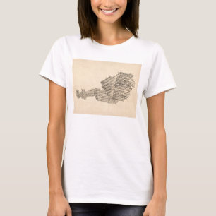 Old Sheet Music Map of Austria Map T-Shirt