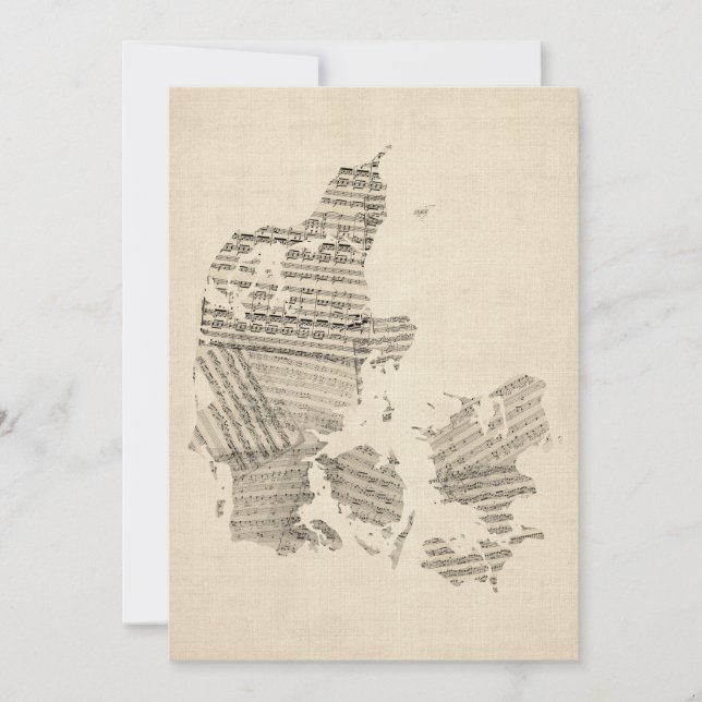Old Sheet Music Map of Denmark (Front)