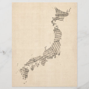 Old Sheet Music Map of Japan