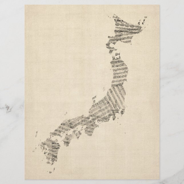 Old Sheet Music Map of Japan (Front)