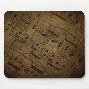 Old sheet musical score, grunge music notes mouse pad