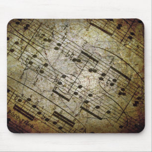 Old sheet musical score, grunge music notes mouse pad