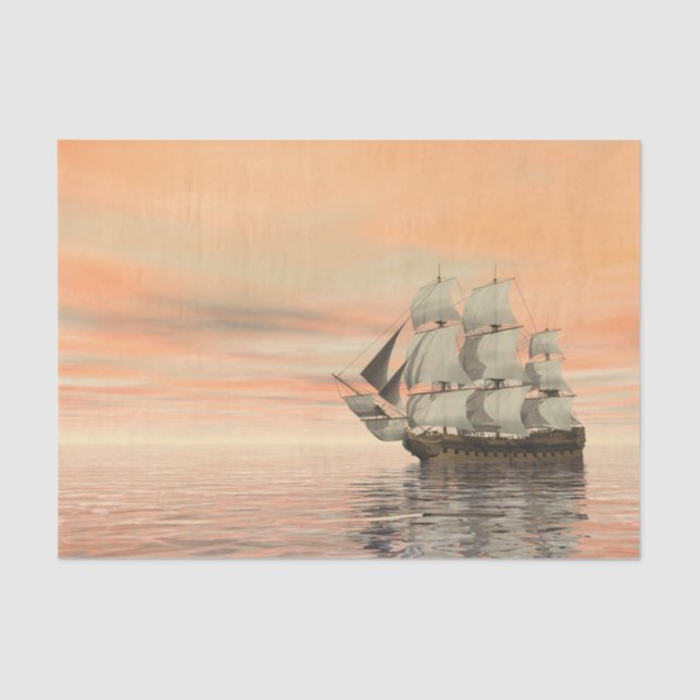 Old ship by sunset - 3D render Tissue Paper (Front)